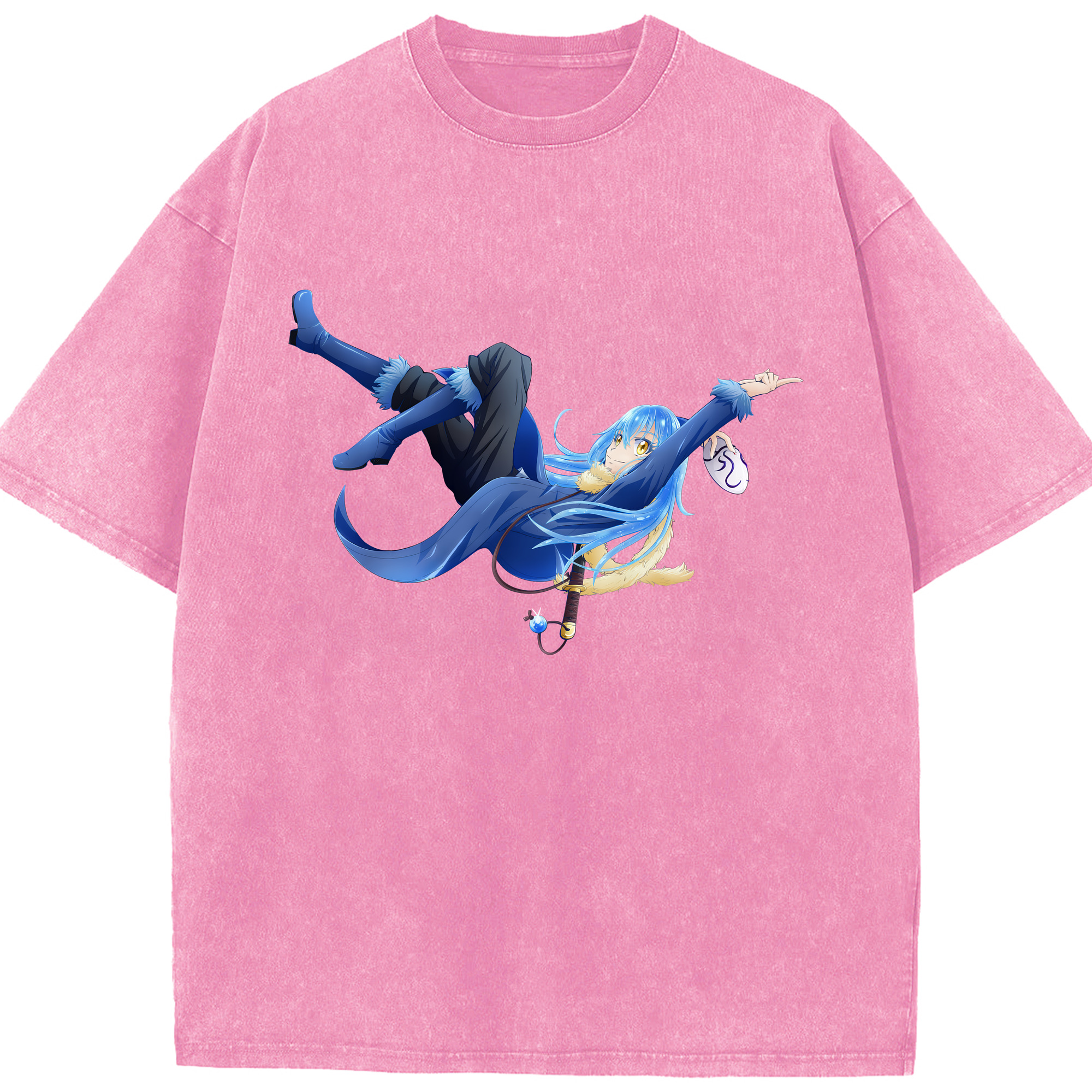 （画像用） 転スラ Regarding Reincarnated to Slime 綿100% ヴィンテージ風 半袖Tシャツ（フロントプリント）